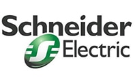 Logo Schneider Electric moderne avec texte noir et symbole vert stylisé en forme de S pour solutions d'énergie et gestion électrique.