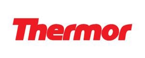 Logo de la marque Thermor en texte rouge gras et italique sur fond blanc, affichant le nom de l'entreprise.